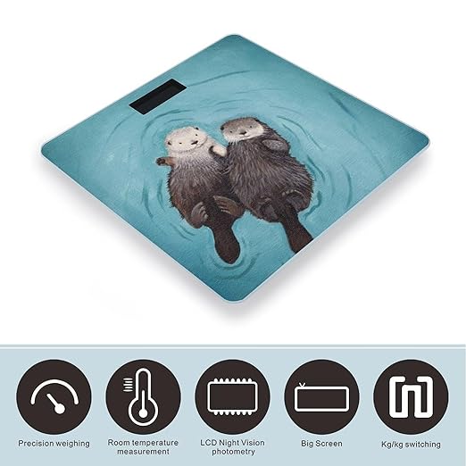 Otters Holding Hands Scale for Body Weight Digital Bathroom Scale Accurate Smart Weight Scales with Large Display Weighing Machine High Precision Scales