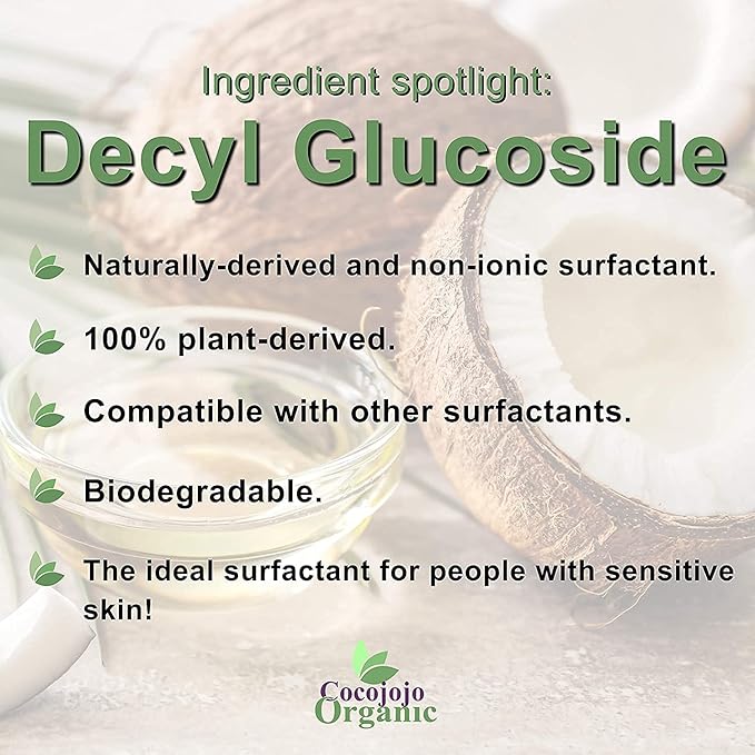 Cocojojo Decyl Glucoside Natural Surfactant - Surfactants for Soap Making Lauryl Glucoside DIY Shower Gel Skin Care Body and Face Wash Plant Derived Natural - 1 Gallon (Pack of 1)