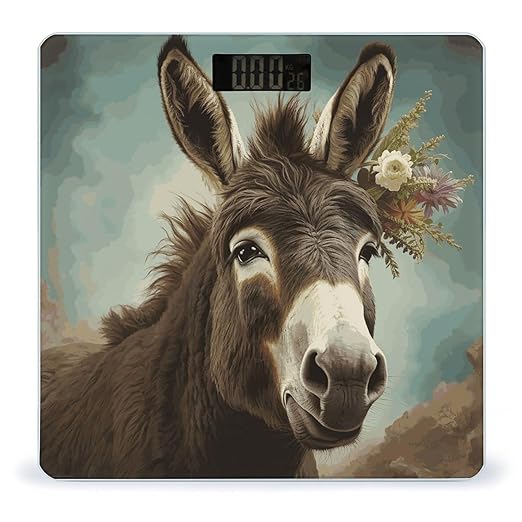 Digital Bathroom Scale for Body Weight Scale with Bright LCD Display High Accuracy Step-On Technology Auto On/Off Donkey Animals Digital Scales 400 Lbs /180kg
