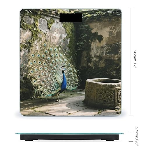 Cute Peacock Weight Scale Large Bathroom Scales Digital Weight with Bright LED Display Non Slip Automatic Weighing Scale Fashion Weighing Machine for Body