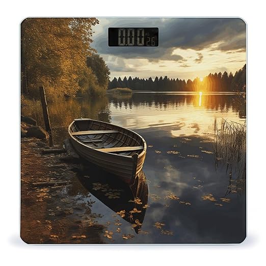 Boat at Lake Shore Smart Scale for Body Weight Accurate Bathroom Scale with LED Display Digital Weight Scales Weighing Machine High Precision Scales for Bath Home