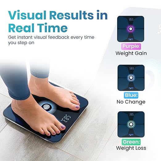 Smart Weight Scale for Body Weight with Mobile App | Tri-Color Breathing Light | Digital Weight Scale for BMI Body Composition Muscle &amp More