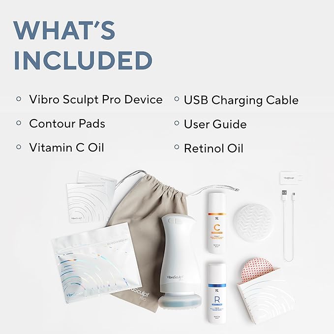 Vibro Sculpt Pro Bundle with Pro Pads Vitamin C Retinol – Complete Sculpting Massager Kit Retinol and Vitamin C for at-Home Contouring – Full Sculpting Bundle Vitamin C Retinol Included
