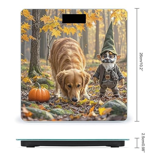 Pumpkins and Maple Leaves Bathroom Scale for Body Weight Bathroom Weighing Scales with Back Lit LED Display Sturdy Tempered Glass Body Weight Bathroom Scale 400lb Weighing