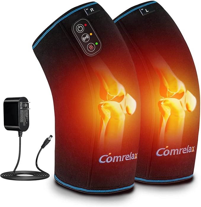 Knee Massager with Heat &amp Vibration Heating Pad for Knee Pain Relief Heating Pad for Leg Pain Leg Massager 3 Vibration Modes 3 Heat Levels AC Adapter Heating Faster (No Battery)