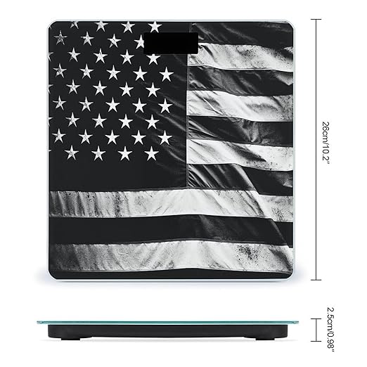 Black and White American Flag Scale for Body Weight Highly Accurate Digital Bathroom Scale Sturdy Tempered Glass Weighing Scales with LCD Display Fashion Body Fat Smart Scales 400lb