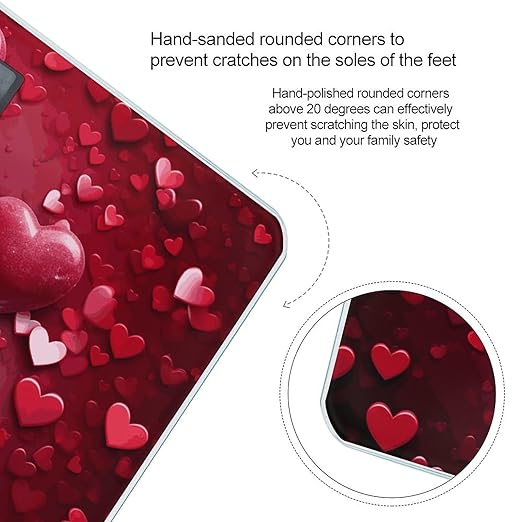 Valentines Love Hearts Weight Scale Digital Electronic Scales Bathroom Scale Larg LCD Backlight Display High Precision MeasurementsTempered Glass