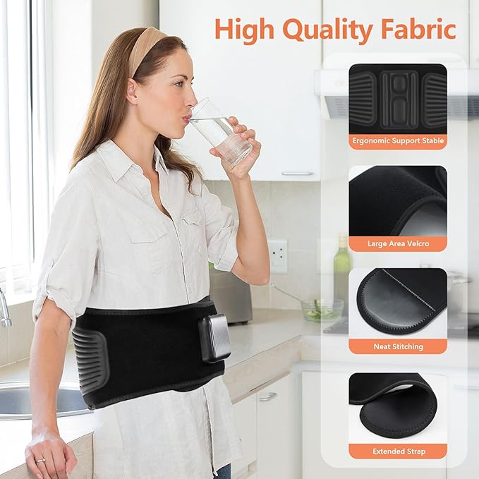 Lower Back Massager Belt with Four Modes Heating &amp Massage &amp Red Light Ergonomic Support Massage Belt with Timer Portable Cordless Heating Pad for Back Relieve Pain Battery-Powered