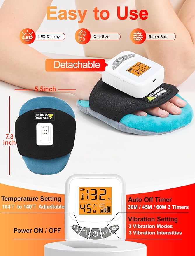 CAMECO Cordless Multi-Purpose Heating Pad with Massage for Muscle Joint Pain Relief 104℉-140℉ &amp 5000mAh Battery Portable Handheld Heated Massager Pad for Neck Face Wrist Hand Leg