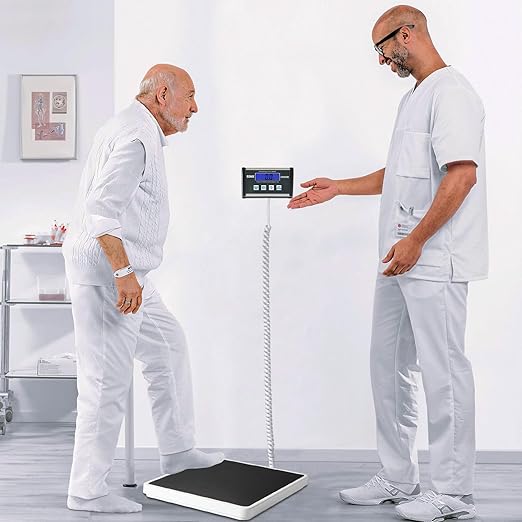 SIKE Digital Physician BMI Scale Medical Floor Scale for Body Weight 550 lb Limit Professional Weight Scale Portable Easy to Read Digital Display Heavy Duty 12.5 x 12 Platform
