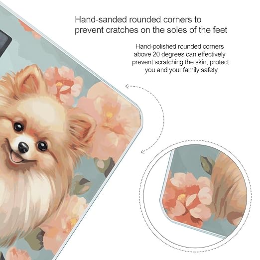 Pomeranians Pattern Bathroom Scale for Body Weight 400 Lb Weight Scale with High Precision Sensors Tempered Glass Highly Accurate Digital Weighing Machine for People