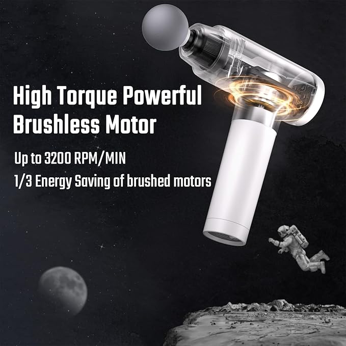 cotsoco Massage Gun Deep Tissue Muscle Massage Gun Back Massager for Pain Relief 20 Speeds Handheld Electric Massager Tool with Silent Brushless Motor Suitable for Gym Office Home Travel