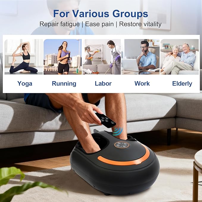 Shiatsu Foot Massager Electric Feet Massage Machine Deep Kneading Relief for Plantar Fasciitis Air Compression 3 Heat Levels Relax for Home Office Use Gifts for Women Mom Dad Black Mothers Day Gifts