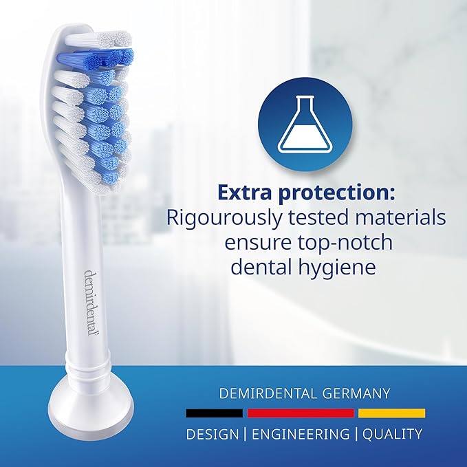 demirdental Toothbrush Heads Sensitive Compatible with Philips Sonicare Toothbrush Heads - Soft Replacement Heads for Sensitive Gums and Teeth - Gentle Brush Heads - White 8 Pack