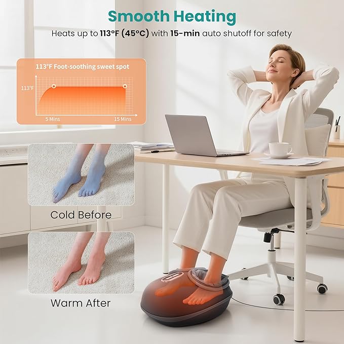 Nekteck Foot Massager with Heat: 2026 Upgraded Remote Control Shiatsu Feet Massager for Plantar Fasciitis Deep Kneading Therapy Air Compression Massage Tools for Foot Health Gifts for Men Women