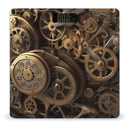 Cool Steampunk Gears Bathroom Scale Large LCD Backlight Display Digital Scale Rounded Corners Body Scales Automatic Power On/Off Bathroom Scales for Home Bedrooms