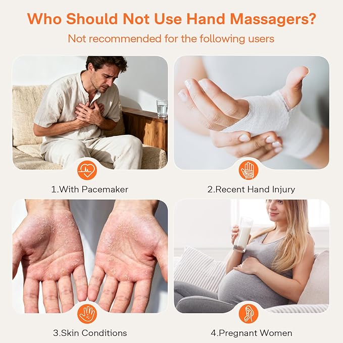 ALLJOY Hand Massager for Arthritis and Carpal Tunnel Relief Cordless Electric Hand Massager with Heat and Compression for Finger Numbness Valentines Day Gifts for Women and Men (White)