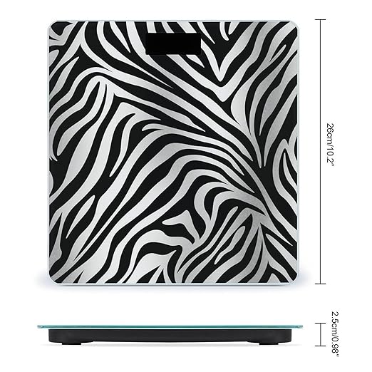 Zebra Print Bathroom Scale Rounded Smart Scale for Body Weight Automatic Power On/Off Weight Scales Accurate Bathroom Digital Scales for Pet Home Bedroom Kitchen