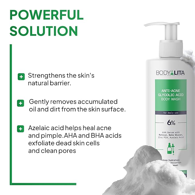 Anti Acne Glycolic Acid Body Wash for Acne Prone Skin Helps Improve Skin Texture with Salicylic and Azelaic Acid 5.07 Fl Oz (3)