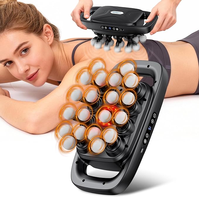 Deep Tissue Massager Gun for Back Shoulder and Neck Pain Relief Powerful Shoulders Back Massager Legs Foot Massager &amp Full Body Muscle Recovery with 20 Massage Heads 3 Modes &amp 30 Speed