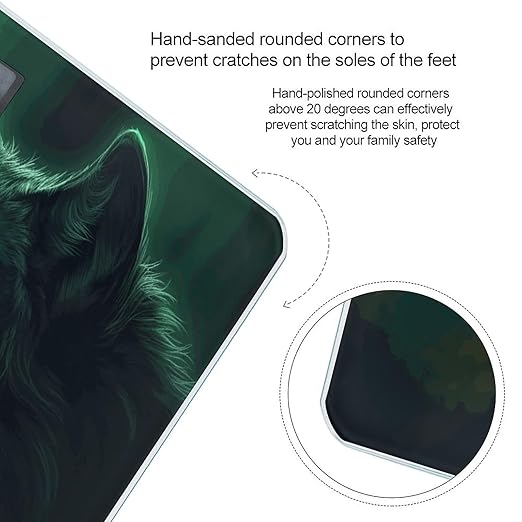 Green Wolf Scale for Body Weight Highly Accurate Digital Bathroom Electronic Weighing Machine for People LCD Display Large Size Tempered Glass for Safe Home Use