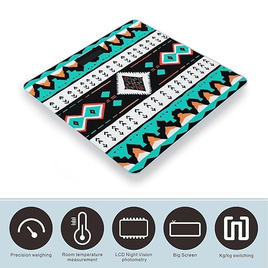 Men's Fashion Automatic Switch Digital Bathroom Weighing Scale Smart Scale Ethnic Aztec Geometric Indiana Western Southwest Pattern
