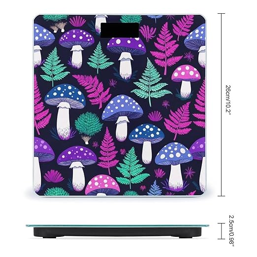 Women's Fashion Automatic Switch Digital Bathroom Weighing Scale Smart Scale Trippy Purple Blue Mushrooms