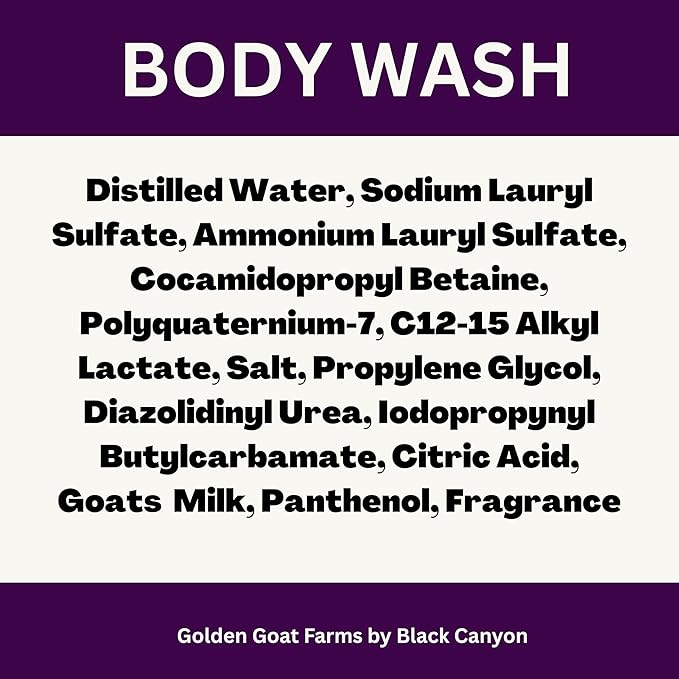 Golden Goat Farms Black Currant Vanilla Scented Body Wash with Goat Milk 16 Oz