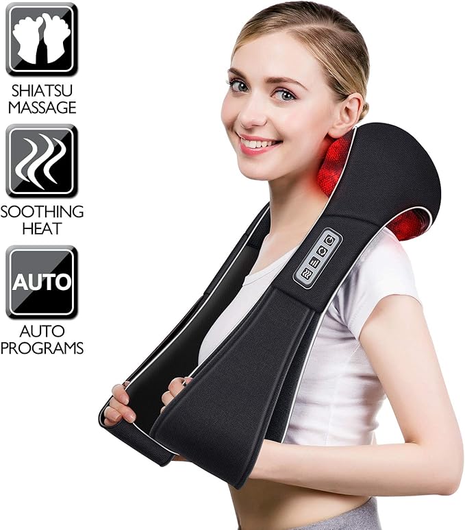 VIKTOR JURGEN Mothers Day Gifts for Mom Wife Women &amp Her Shiatsu Neck and Shoulder Massager with Heat Deep Tissue Kneading Sports Recovery Massagers for Back Relaxation Gifts for Husband Him