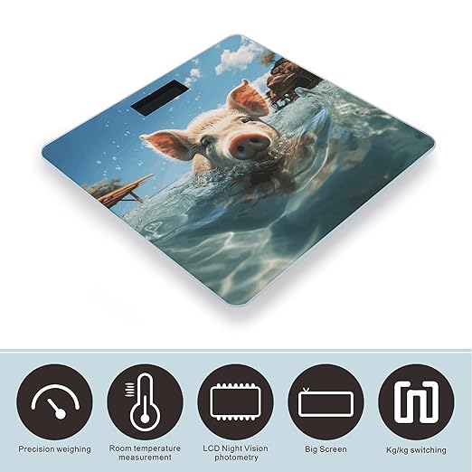 Pig Swim Bathe Bathroom Scale Ultra-Bright Liquid Crystal Screen Weight Scale Accurate Bathroom Body Scales for Body Weight Bathroom Pet Home Bedroom Gift-Giving