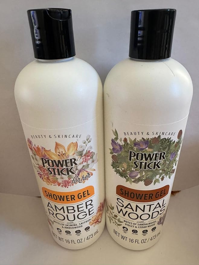 Lot Of 2 New Power Stick Shower Gel Santal WoodsAmber Rouge