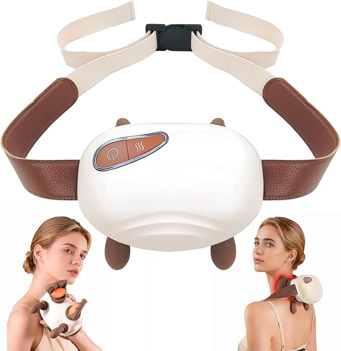 Neck and Shoulder Massager with HandsWireless Portable Deep Tissue Massage for Neck 4D Bionic Real Touch Shiatsu Hand Massager Rechargeable Cervical Electric Massager for Home Office