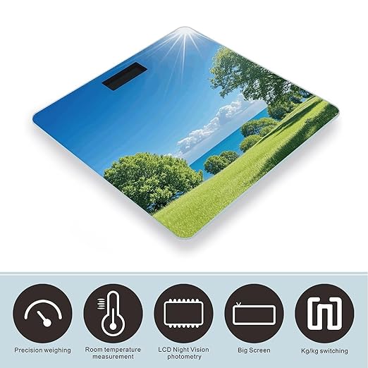 Lawn in The Sun Digital Bathroom Scale for Body Weight Weighing Scale with Backlit LCD Display High Precision Measurements &amp Measures Weight Up to 180kg