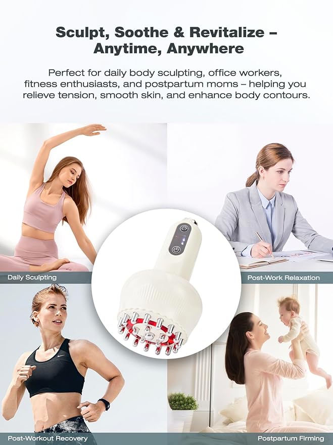 Lymphatic Drainage Massager &amp Anti Cellulite Massage Tool Helps Reduce Stretch Marks &amp Cellulite for Legs Arms &amp Belly Body Sculpting Machine with Microcurrent Light Heat &amp Vibra
