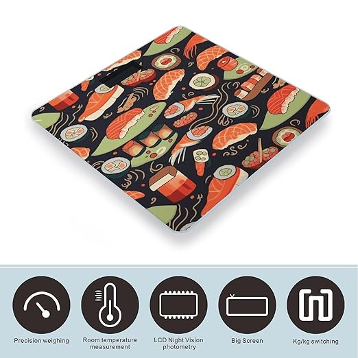 Japanese Sushi Shrimp Smart Scale for Body Weight Accurate Bathroom Scale with LED Display Digital Weight Scales Weighing Machine High Precision Scales for Bath Home
