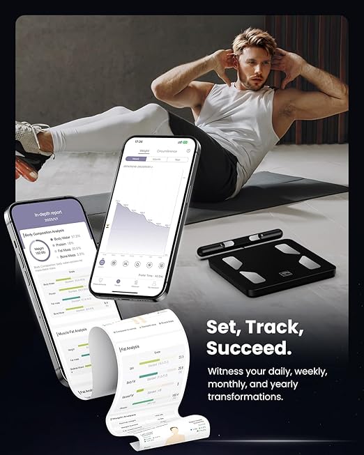 FITINDEX Smart Scale for Body Weight Body Pod Scale [2026 Upgraded] 8-Electrode Body Composition Scale with BMI Body Fat Muscle Mass Digital Bathroom Scale with Larger Platform Bluetooth
