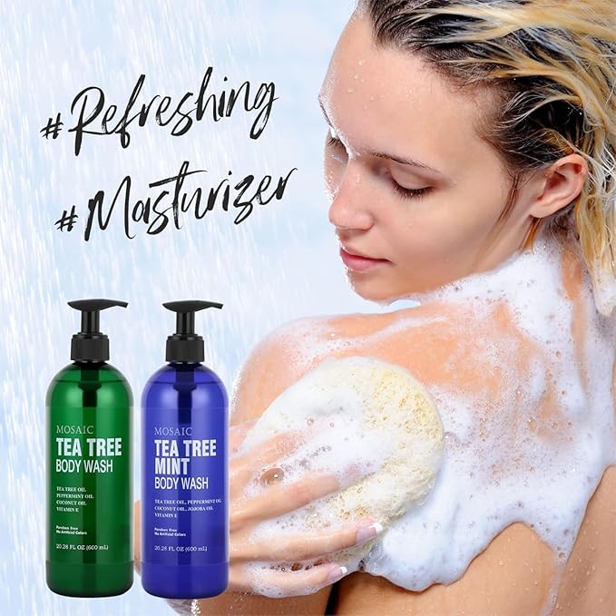 AnatoliaDaphne Tea Tree Body Wash and Shower Gel with Vitamin E for Jock Itch Eczema Ringworm Body Odor Body Wash Women &amp Men with Added Body OilsLARGE 20.2 FL Oz Bottle (Tea Tree Pack of 3)