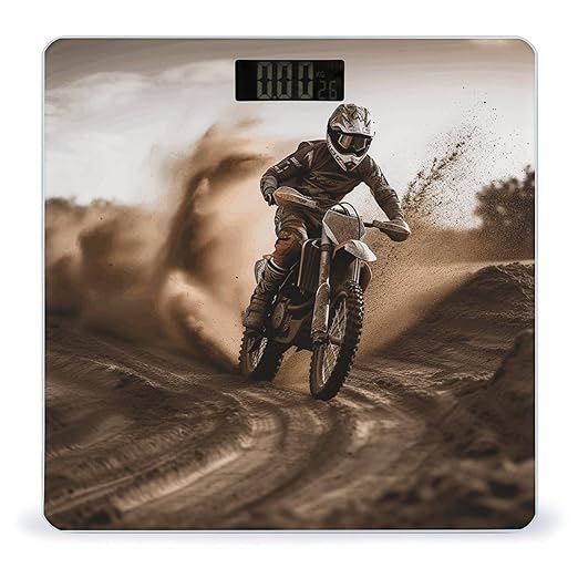 Motocross Weight ScaleClear LED Display Bathroom Digital Weighing ScaleTempered Glass Digital Bathroom Scale for Body Weight Capacity Up to 400 Lbs