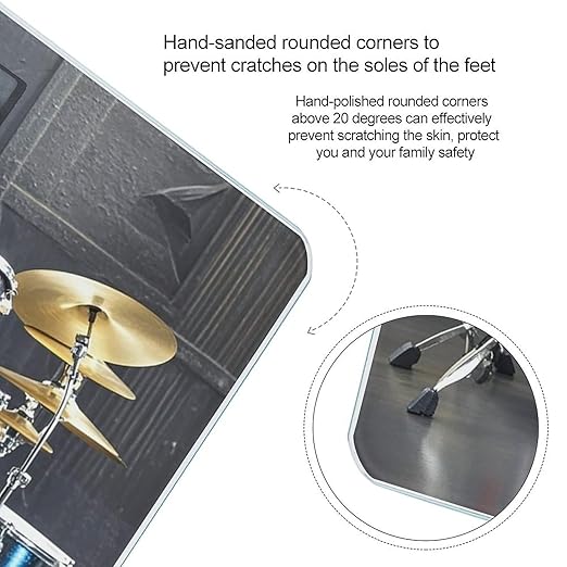 Cool Drum Set Bathroom Scale Automatic Power On/Off Body Scales LCD Backlight Display Square Digital Scale Rounded Corners Bathroom Scales for Home Bedrooms