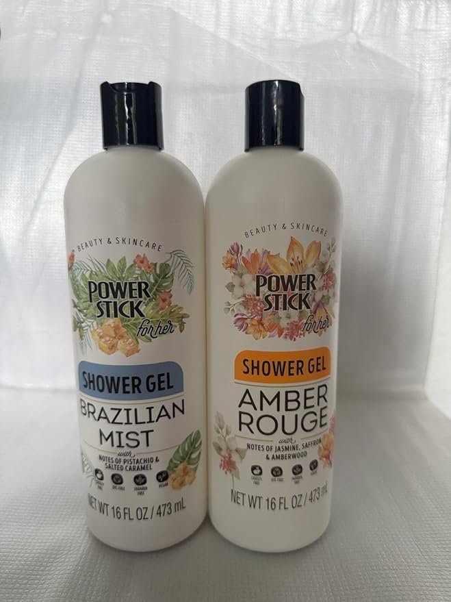 Power stick Shower Gel Brazilian Mist-16FL OZ- 2 pk (16 oz 473 ml)