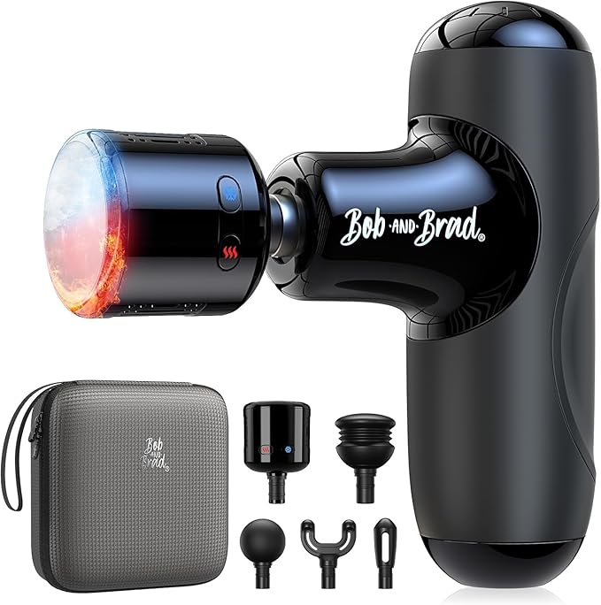 BOB AND BRAD Q2 Pro Mini Massage Gun with Heat and Cold Pocket-Sized Deep Tissue Massager HSA Portable Percussion Muscle Massager Gun Ultra Small &amp Quiet Muscle Massager FSA Eligible