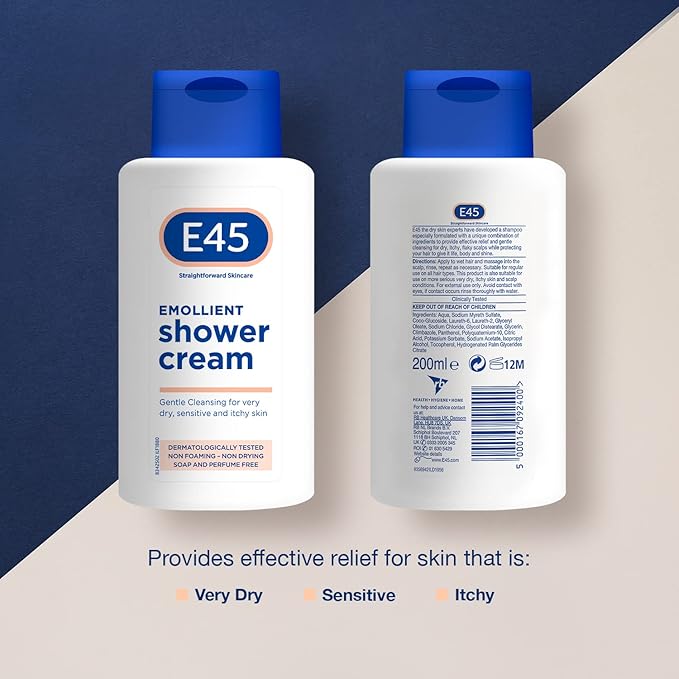 E45 shower cream 200ml (Pack of 2)