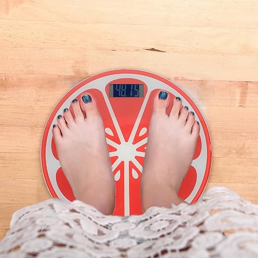 VICASKY Digital Watermelon Body Weight Scale Small Round Bathroom Scales for Home Use Portable Human Weight Managing Without Battery