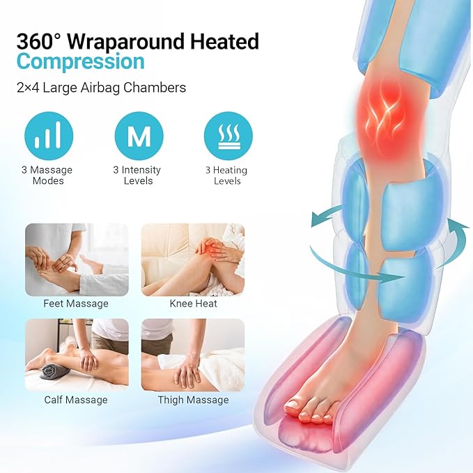 Leg Massager with Heat FSA Eligible HSA Air Compression Leg Massager for Blood Circulation and Pain ReliefMuscle FatigueCrampsSwelling and Edema