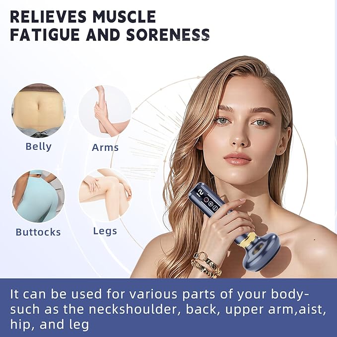 cc&ampdd outdoors Electric Handheld Cellulite Massager -12 Adjustable Suction Modes for Anti-Cellulites Massage Therapy (Grey)