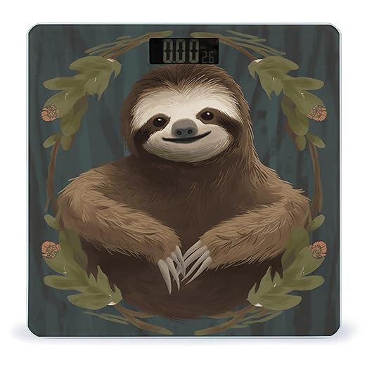 Sloth Bathroom Scale Large LCD Backlight Display Digital Scale Rounded Corners Body Scales Automatic Power On/Off Bathroom Scales for Home Bedrooms
