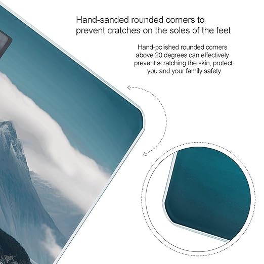 Islands and Mountain Digital Bathroom Scale for Body Weight Weighing Scale with Backlit LCD Display High Precision Measurements &amp Measures Weight Up to 180kg