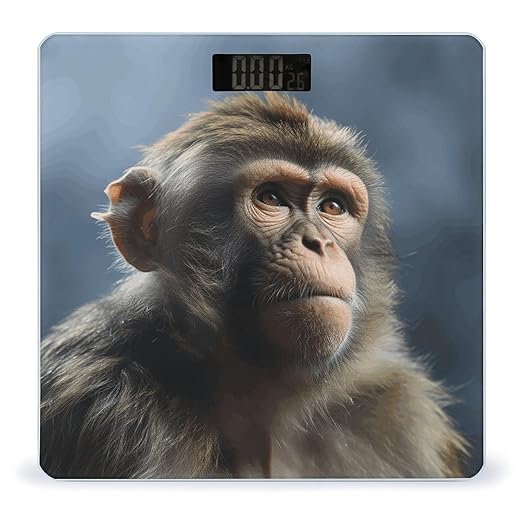 Monkey Digital Bathroom Scale for Body Weight Weighing Scale with Backlit LCD Display High Precision Measurements &amp Measures Weight Up to 180kg