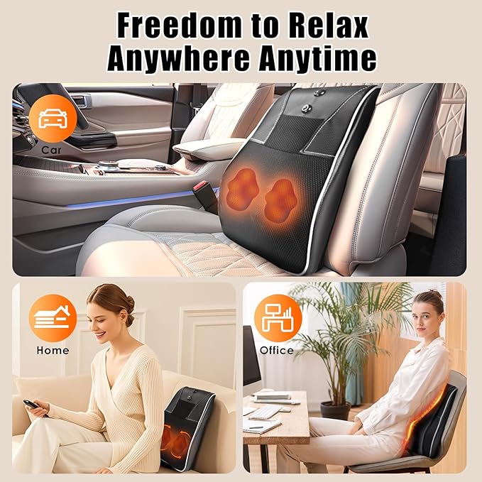 Shiatsu Neck and Back Massager with HeatNeck Massager for Pain Relief deep Tissue3D Kneading Massage Pillow for BackShoulderLegGifts for MomDadWomen (Black)