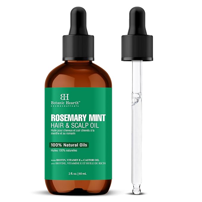 Botanic Hearth Rosemary Mint Hair Oil 2 fl oz + Tea Tree Body Wash 16 fl oz – Hair &amp Body Care Combo with Pure Tea Tree Oil – Refreshing Cleanse – Sulfate &amp Paraben Free – For Men &amp Women